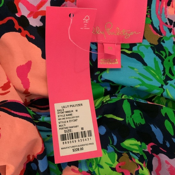 NWT LILLY PULITZER Niki One Shoulder Maxi Dress Women’s Medium - Picture 4 of 9